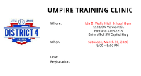 Umpire Training - Saturday, March 28
